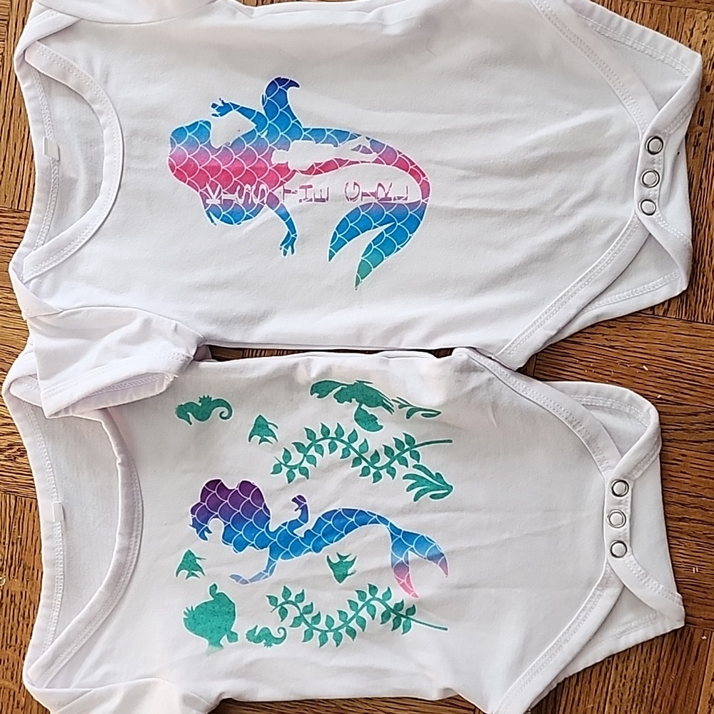 Little Mermaid Onesies, 0-3 mo